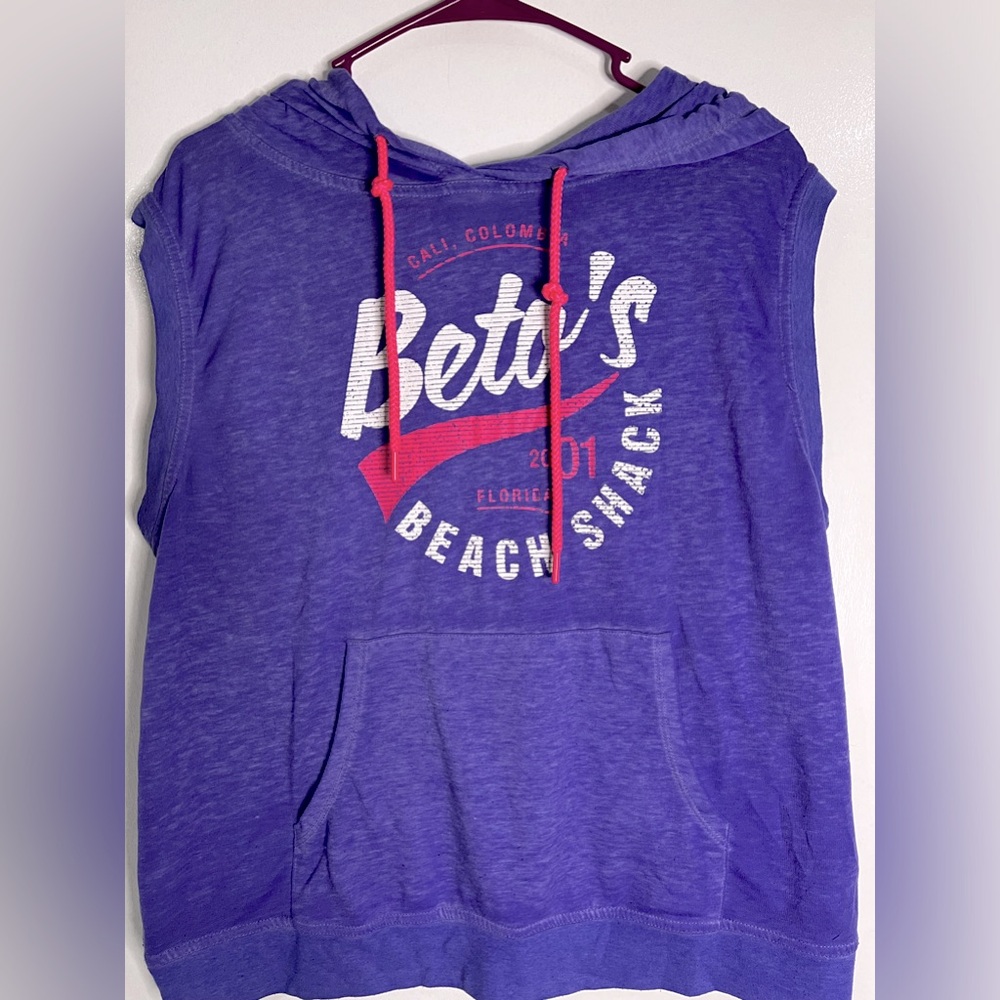 Zumba Beto's Beach Shack sleeveless hoodie purple pink size L